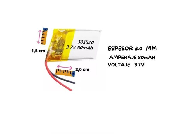 &uu BATERIA AURICULAR DRON PARLANTE 3.7V 80MHA 301520